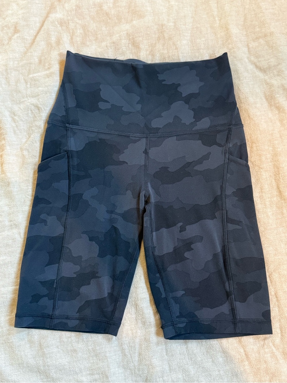 Lululemon High-Rise Black Camo Bike Shorts